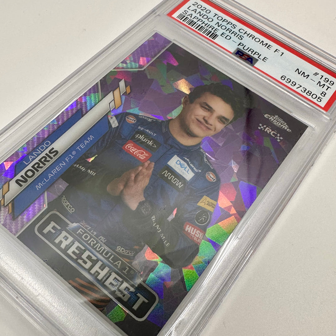 PSA 8 - 5/10 Lando Norris #199 - 2020 Chrome Sapphire Purple - RC