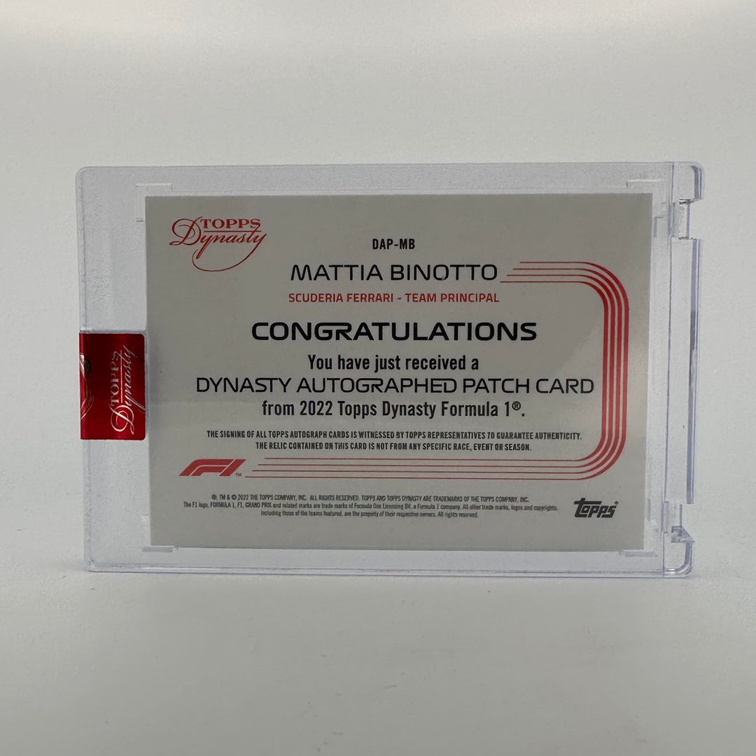 07/10 Mattia Binotto #DAP-MB - Ferrari - 2022 Topps Dynasty - Autograph Patch - Red