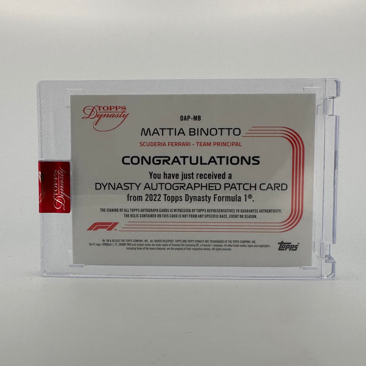 07/10 Mattia Binotto #DAP-MB - Ferrari - 2022 Topps Dynasty - Autograph Patch - Red