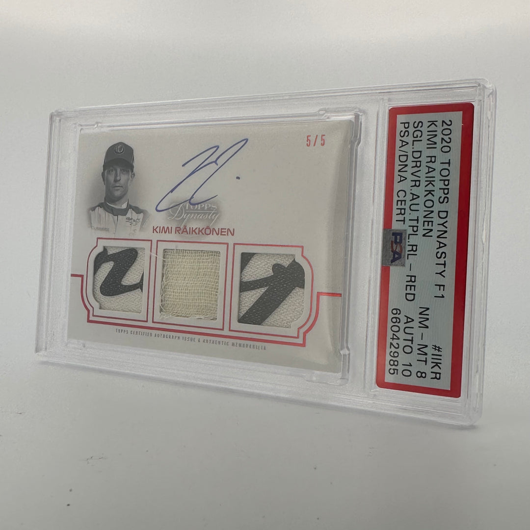 PSA 10/8 - 5/5 Kimi Raikkonen #TRA-IIKR - Red - 2020 Dynasty Triple Relic Autograph
