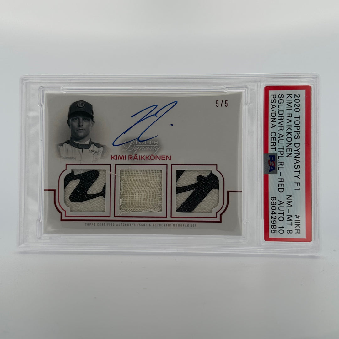 PSA 10/8 - 5/5 Kimi Raikkonen #TRA-IIKR - Red - 2020 Dynasty Triple Relic Autograph