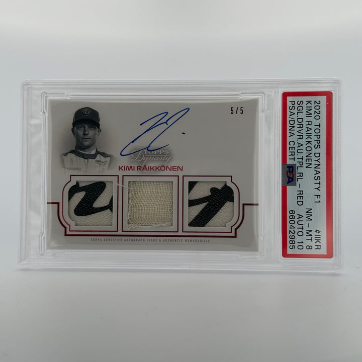 PSA 10/8 - 5/5 Kimi Raikkonen #TRA-IIKR - Red - 2020 Dynasty Triple Relic Autograph