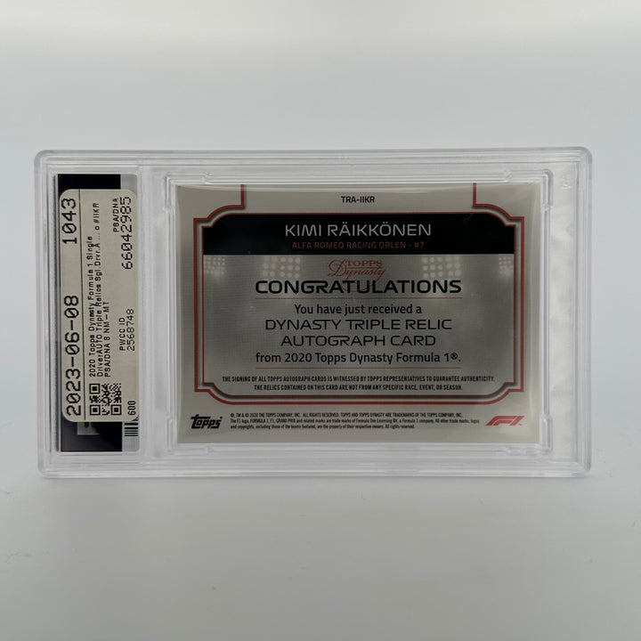 PSA 10/8 - 5/5 Kimi Raikkonen #TRA-IIKR - Red - 2020 Dynasty Triple Relic Autograph