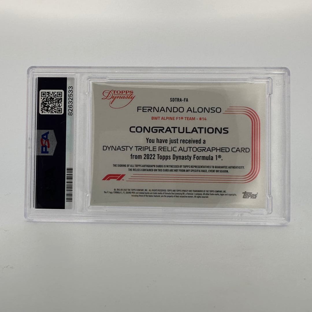 PSA 9 - 1/2 Fernando Alonso #SDTRA-FA - 2022 Topps Dynasty - Triple Relic Autograph