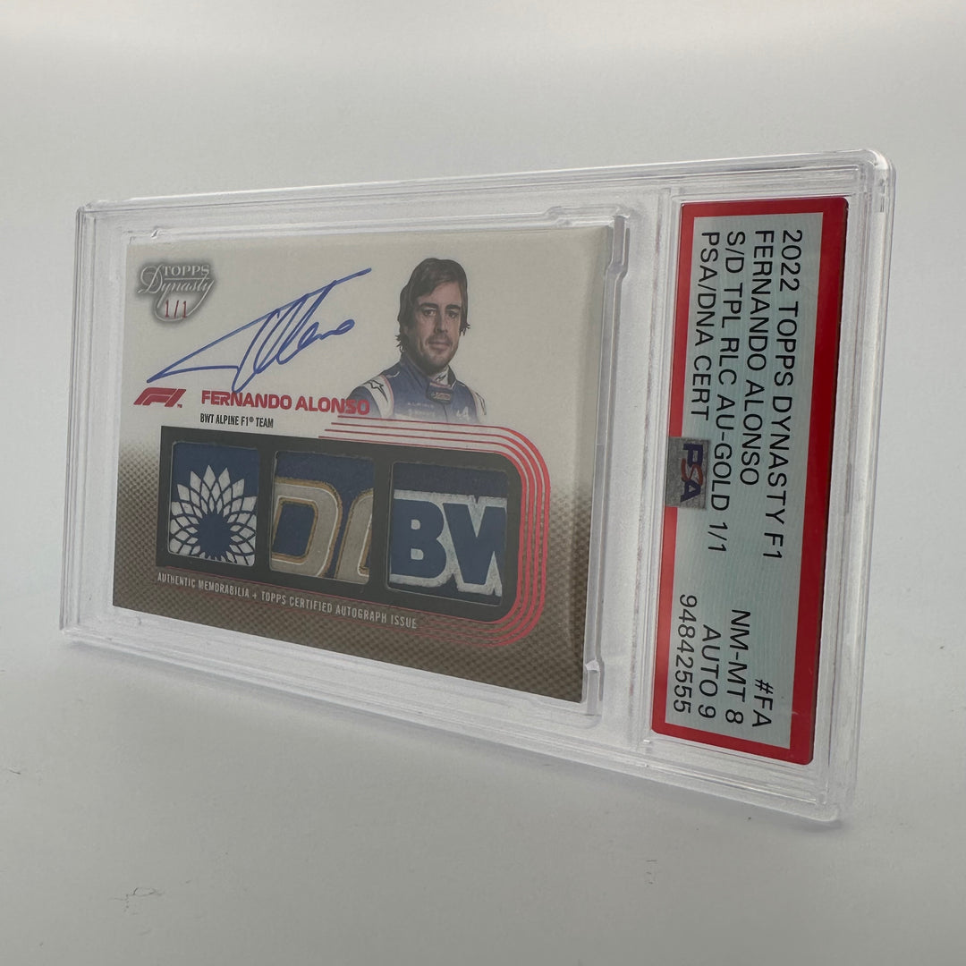 PSA 9 - 1/1 Fernando Alonso #SDTRA-FA - 2022 Topps Dynasty - Triple Relic Autograph
