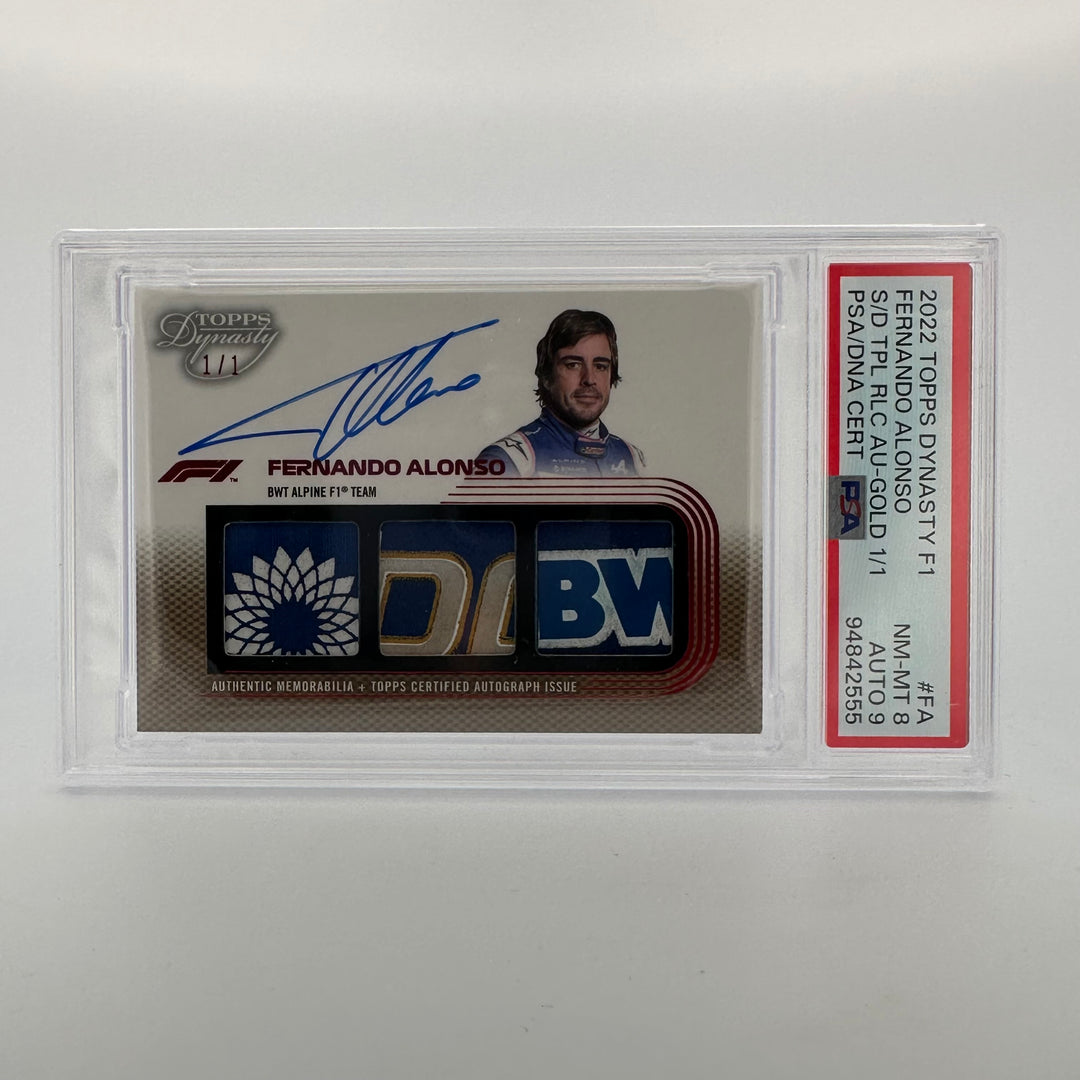 PSA 9 - 1/1 Fernando Alonso #SDTRA-FA - 2022 Topps Dynasty - Triple Relic Autograph
