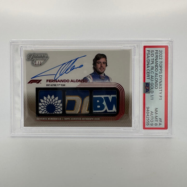PSA 9 - 1/1 Fernando Alonso #SDTRA-FA - 2022 Topps Dynasty - Triple Relic Autograph
