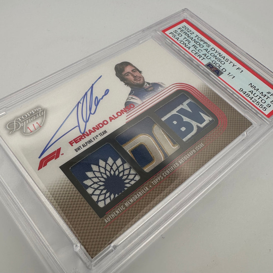 PSA 9 - 1/1 Fernando Alonso #SDTRA-FA - 2022 Topps Dynasty - Triple Relic Autograph