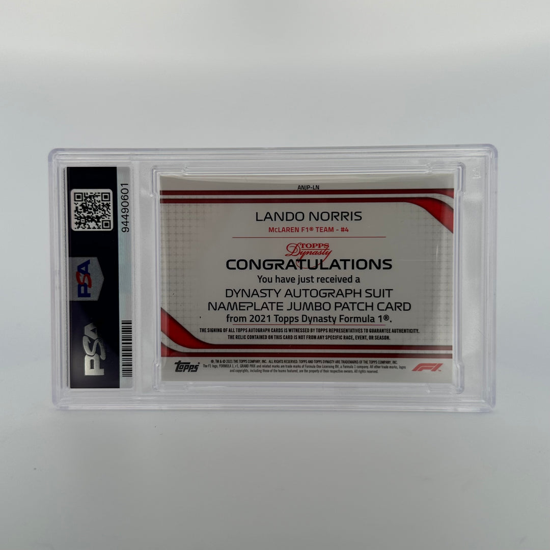 1/1 - PSA 10 - Lando Norris - 2021 Dynasty #ANJP-LN - Autograph Suit Nameplate Jumbo Patch
