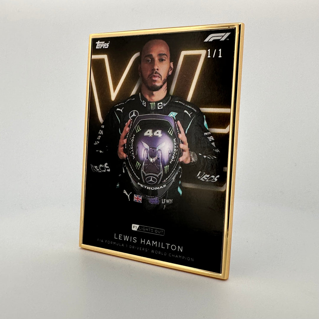 PSA AUTH - 1/1 Gold Frame - Lewis Hamilton - World Champion - 2021 Lights Out