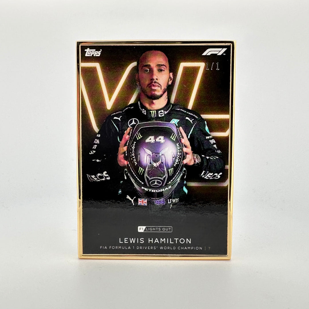 PSA AUTH - 1/1 Gold Frame - Lewis Hamilton - World Champion - 2021 Lights Out