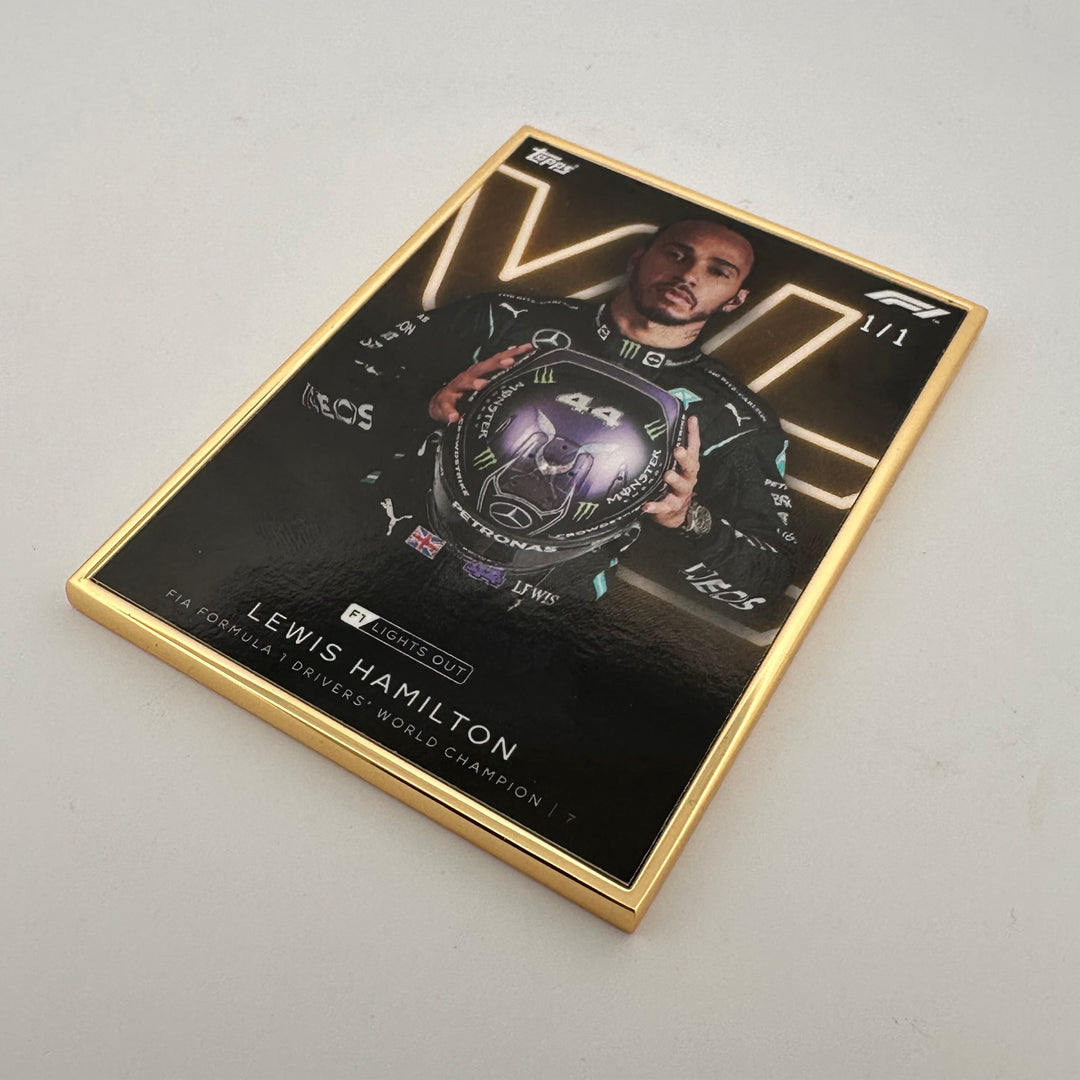 PSA AUTH - 1/1 Gold Frame - Lewis Hamilton - World Champion - 2021 Lights Out