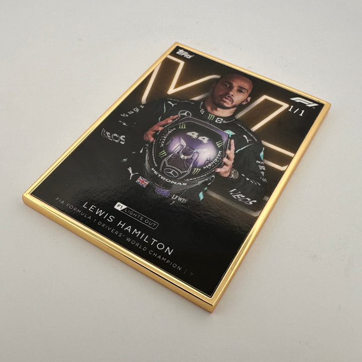 PSA AUTH - 1/1 Gold Frame - Lewis Hamilton - World Champion - 2021 Lights Out