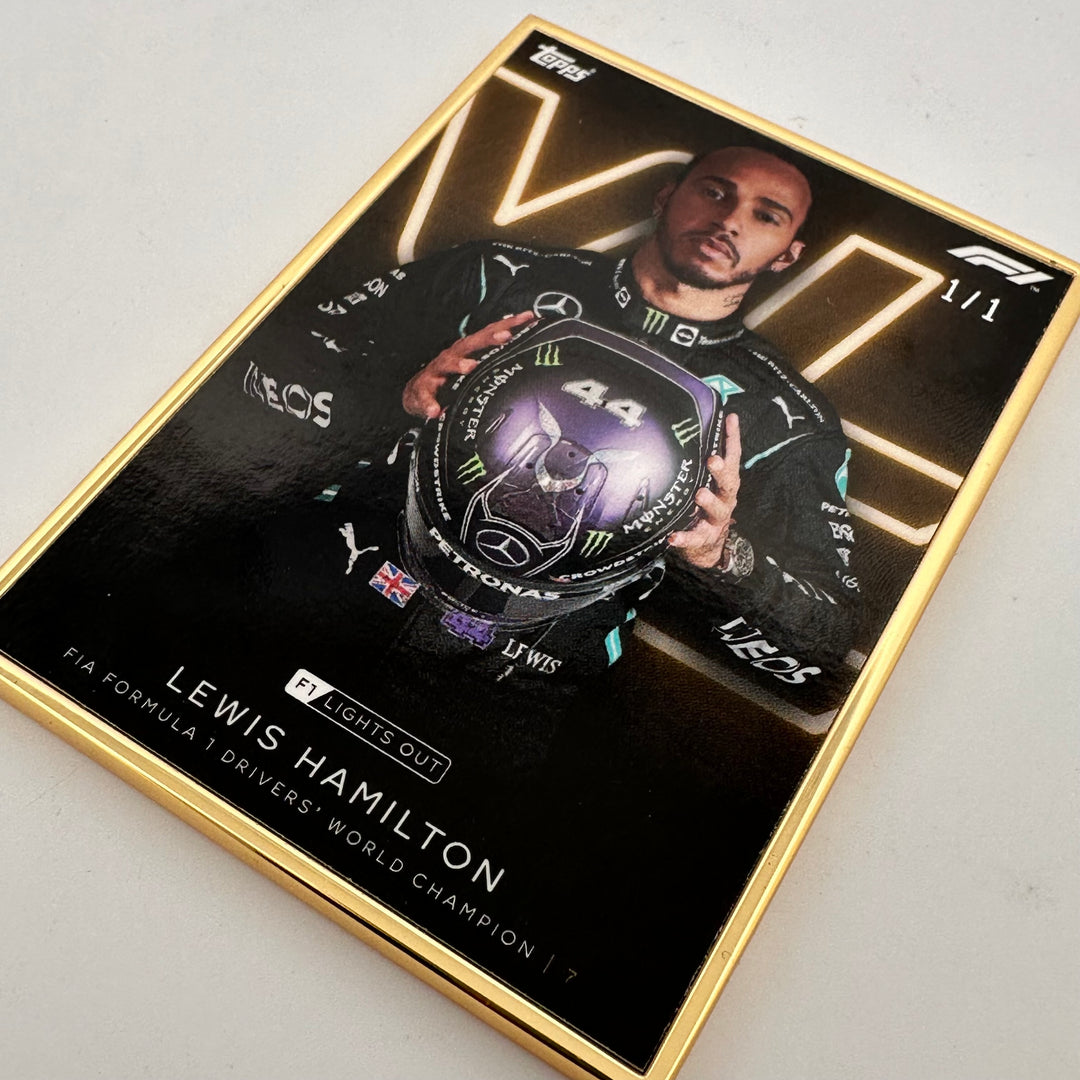 PSA AUTH - 1/1 Gold Frame - Lewis Hamilton - World Champion - 2021 Lights Out