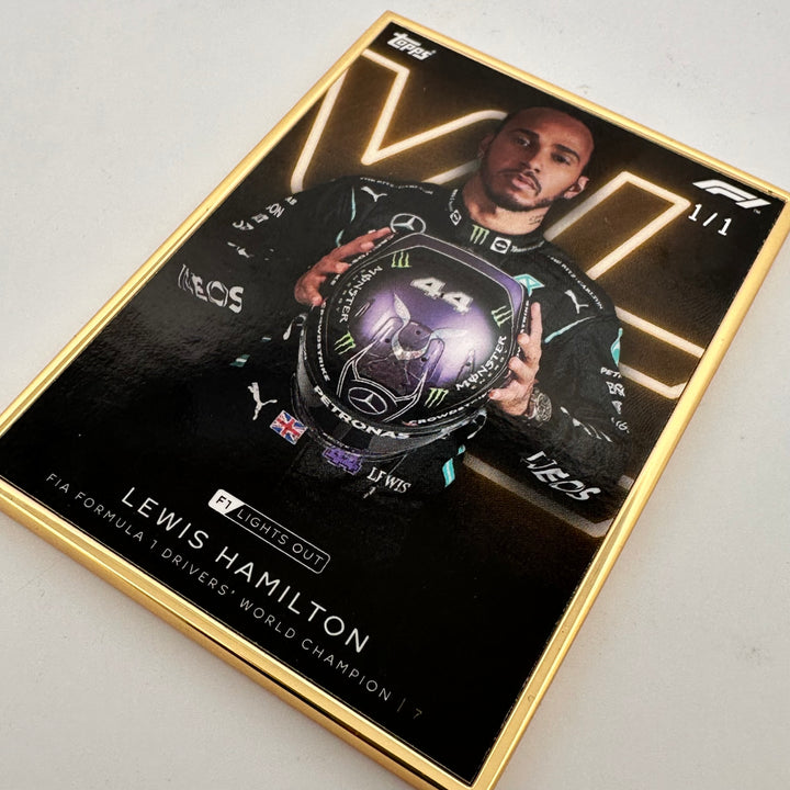 PSA AUTH - 1/1 Gold Frame - Lewis Hamilton - World Champion - 2021 Lights Out