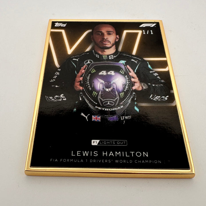 PSA AUTH - 1/1 Gold Frame - Lewis Hamilton - World Champion - 2021 Lights Out