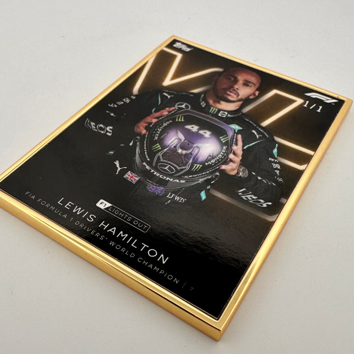 PSA AUTH - 1/1 Gold Frame - Lewis Hamilton - World Champion - 2021 Lights Out