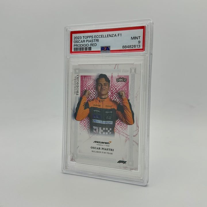 PSA 9 - 08/10 Oscar Piastri  - 2023 Eccellenza Prodigio - Red - Rookie Card