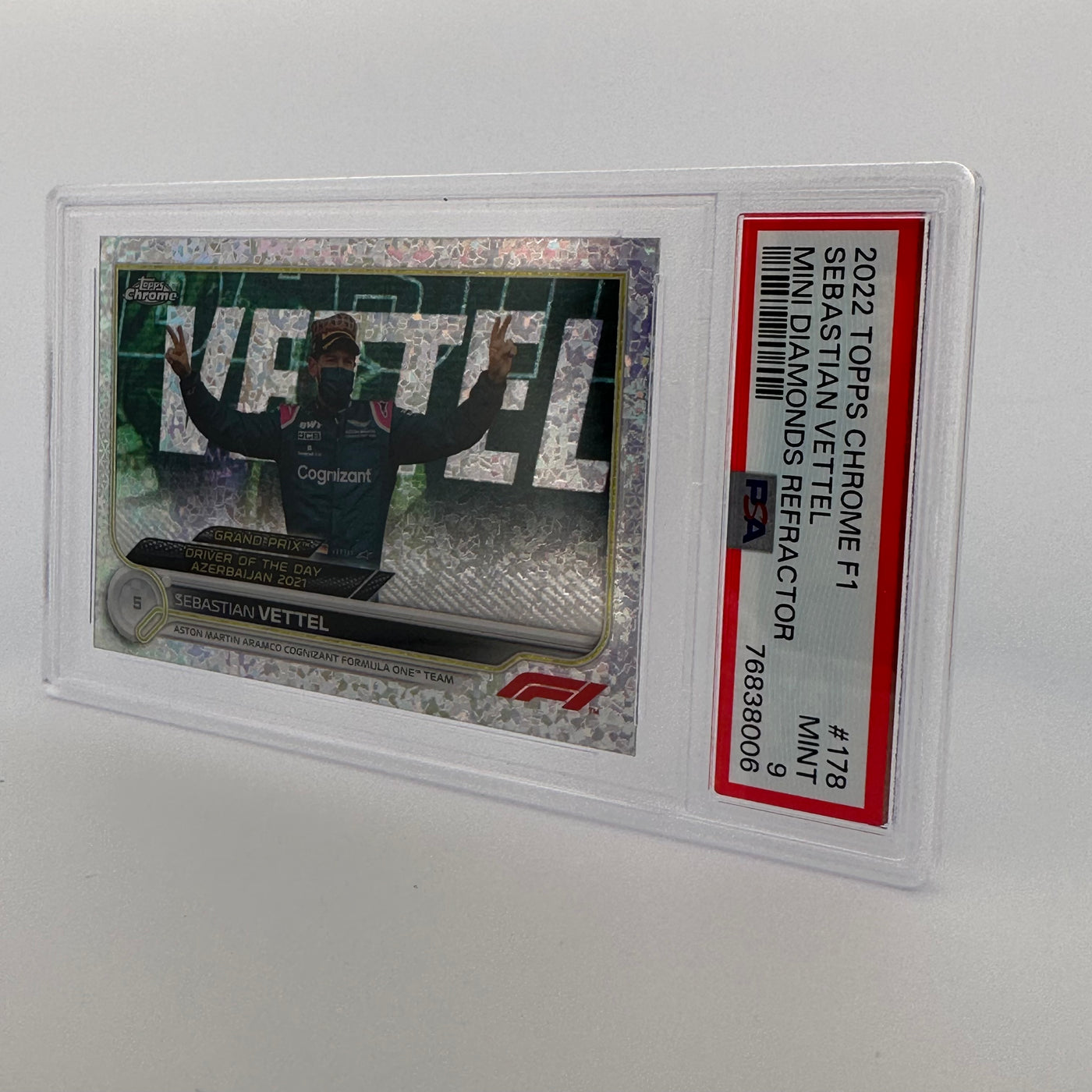 PSA 9 - 175/299 - SEBASTIAN VETTEL #178 - MINI DIAMONDS REFRACTOR