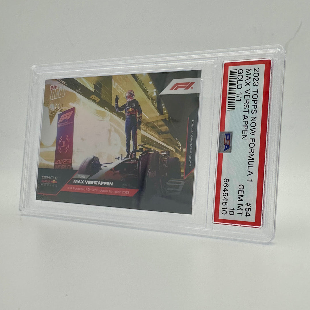 1/1 Gold - Max Verstappen #54 - PSA 10 - 2023 Topps Now - 2023 FIA Formula 1® Drivers' World Champion