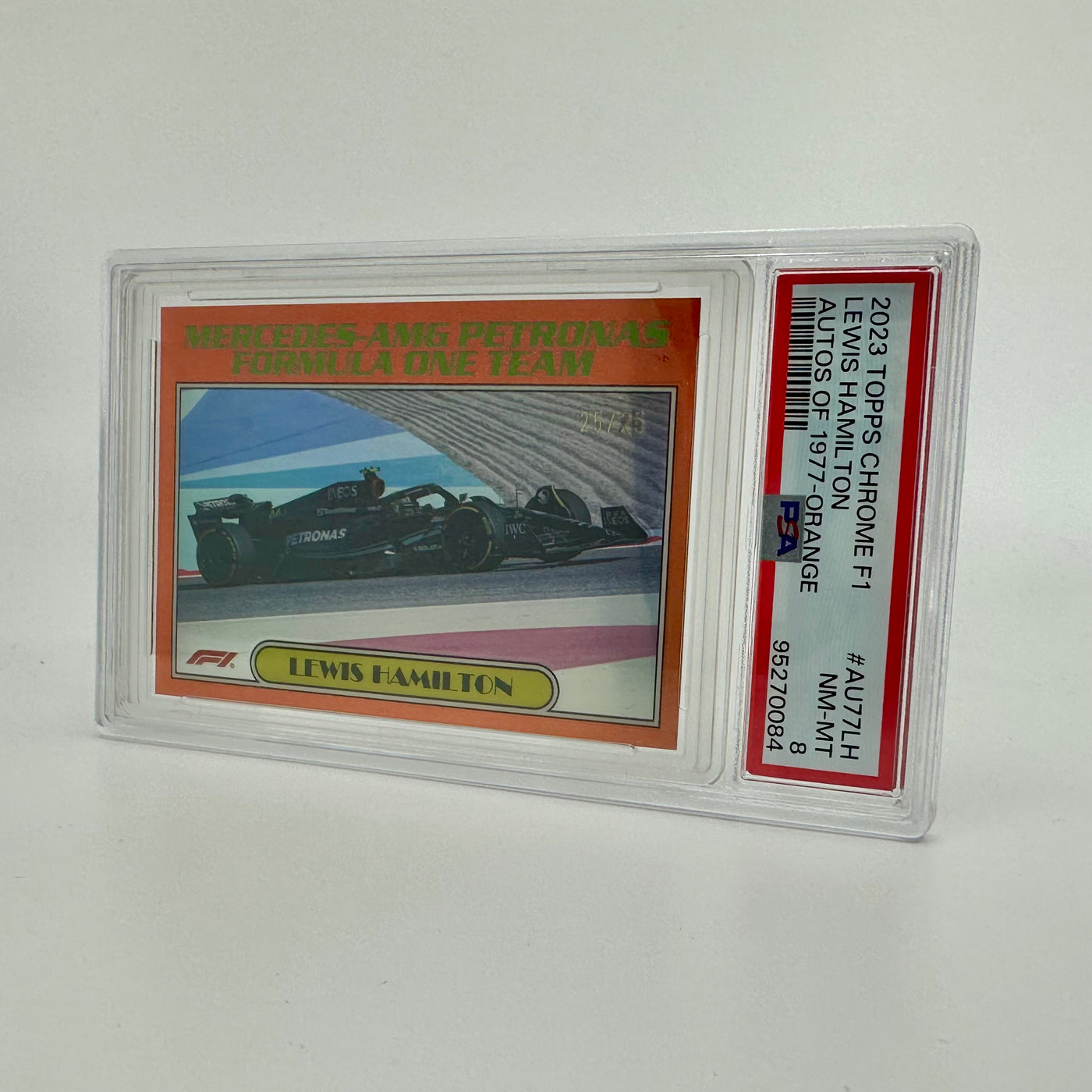 PSA 8 - 25/25 Lewis Hamilton #AU77-LH - Orange - 2023 Topps Chrome
