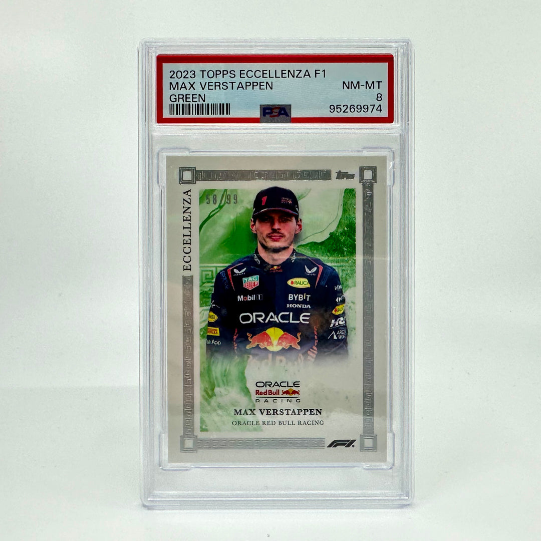 PSA 8 - 58/99 - Max Verstappen - Green - 2023 Eccellenza