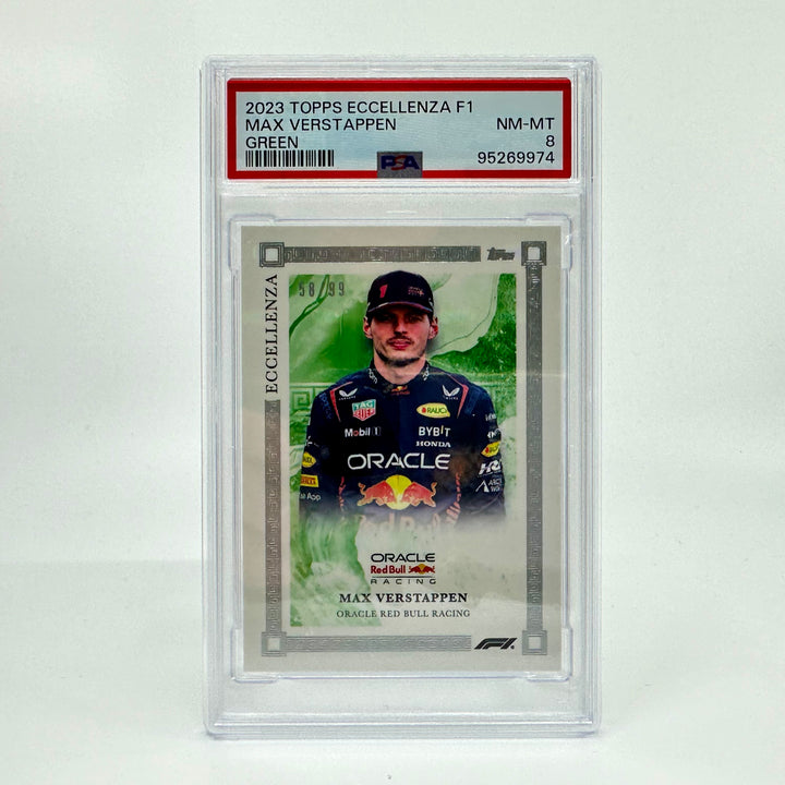 PSA 8 - 58/99 - Max Verstappen - Green - 2023 Eccellenza