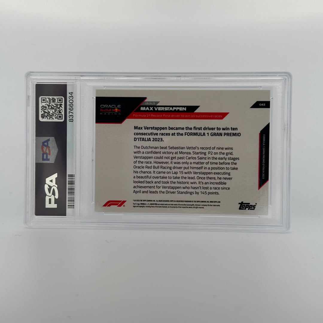 PSA 10 - 08/10 Max Verstappen #43 - Blue - 2023 Topps Now F1