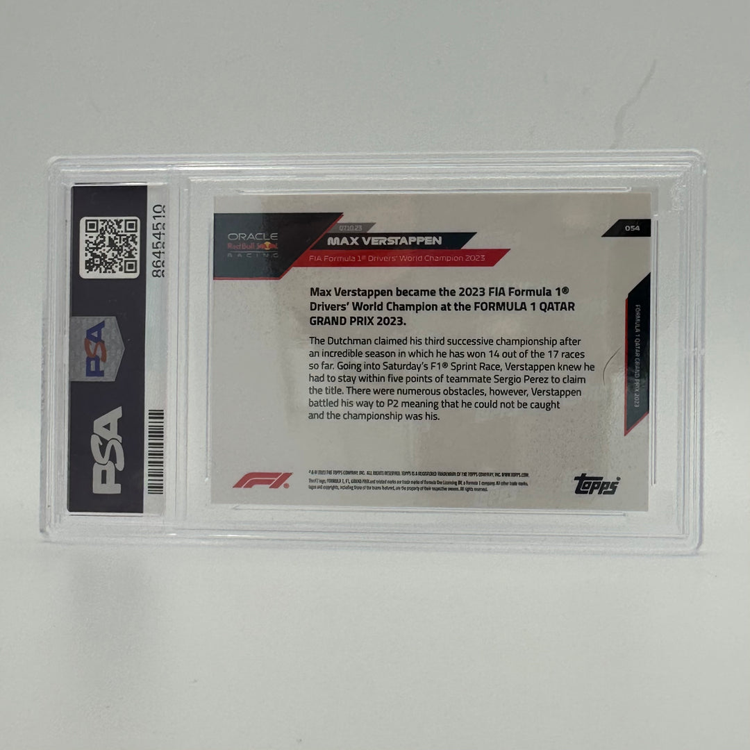 1/1 Gold - Max Verstappen #54 - PSA 10 - 2023 Topps Now - 2023 FIA Formula 1® Drivers' World Champion