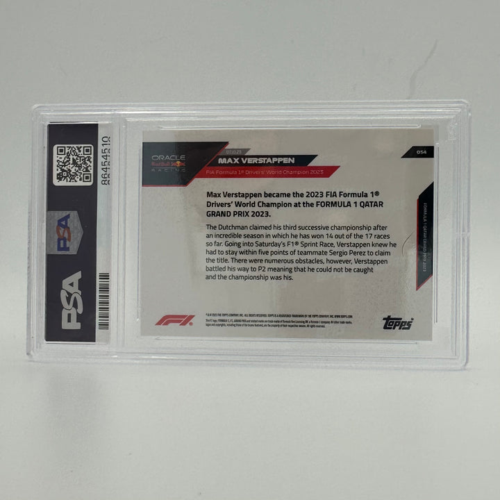 1/1 Gold - Max Verstappen #54 - PSA 10 - 2023 Topps Now - 2023 FIA Formula 1® Drivers' World Champion
