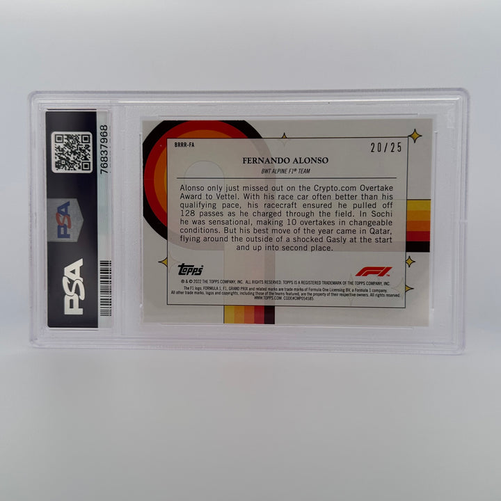 PSA 9 - 20/25 - Fernando Alonso #BRRRFA - Bounce, Rock, Race, Roll - Orange