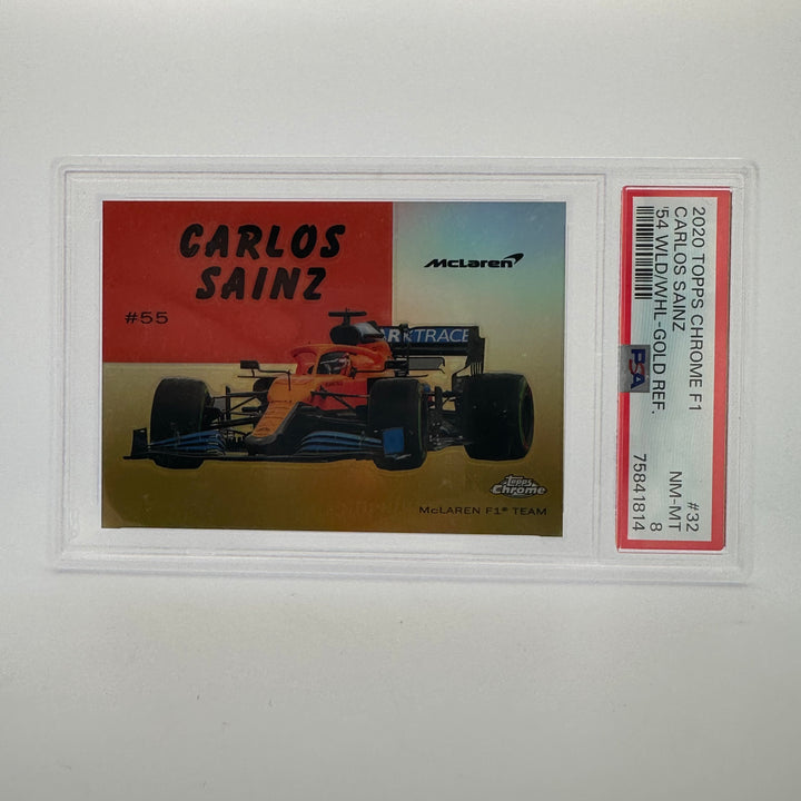 PSA 8 - 43/50 Carlos Sainz - World On Wheels #54W-32 - Gold Refractor