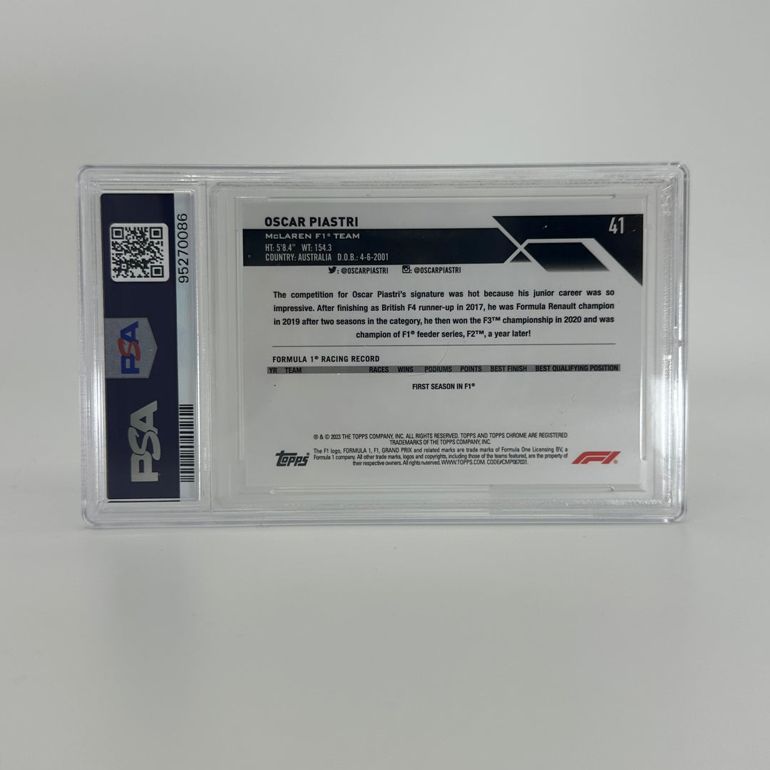 PSA 9 - 83/99 Oscar Piastri #41 - Aqua - Sapphire Edition - 2023 Topps Chrome F1 - Rookie Card