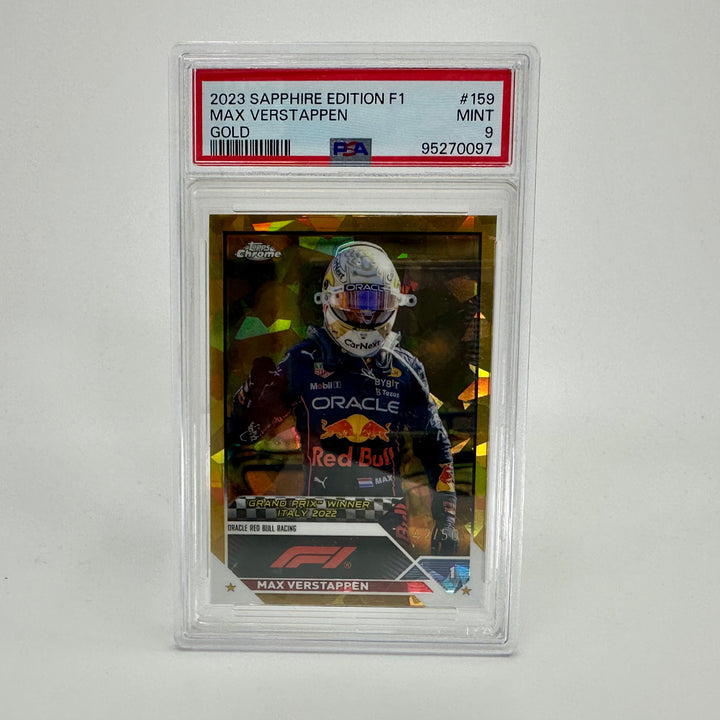 PSA 9 - 42/50 Max Verstappen #159 - Sapphire - Gold - 2023 Topps Chrome