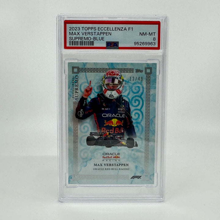 PSA 8 - 12/49 - Max Verstappen - Blue - 2023 Eccellenza Supremo