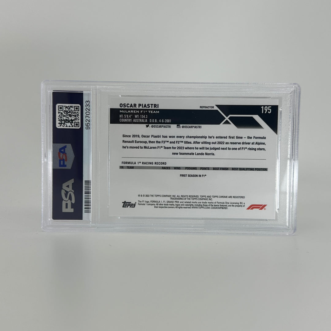 PSA 9 - Oscar Piastri #195 - Refractor - 2023 Topps Chrome F1 - Rookie Card