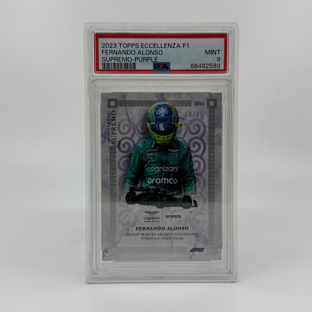 PSA 9 - 04/25 Purple - Fernando Alonso - 2023 Eccellenza Supremo