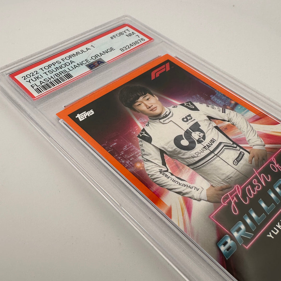 PSA 7 - 23/25 - Yuki Tsunoda #FOBYT - Flash Of Brilliance - Orange