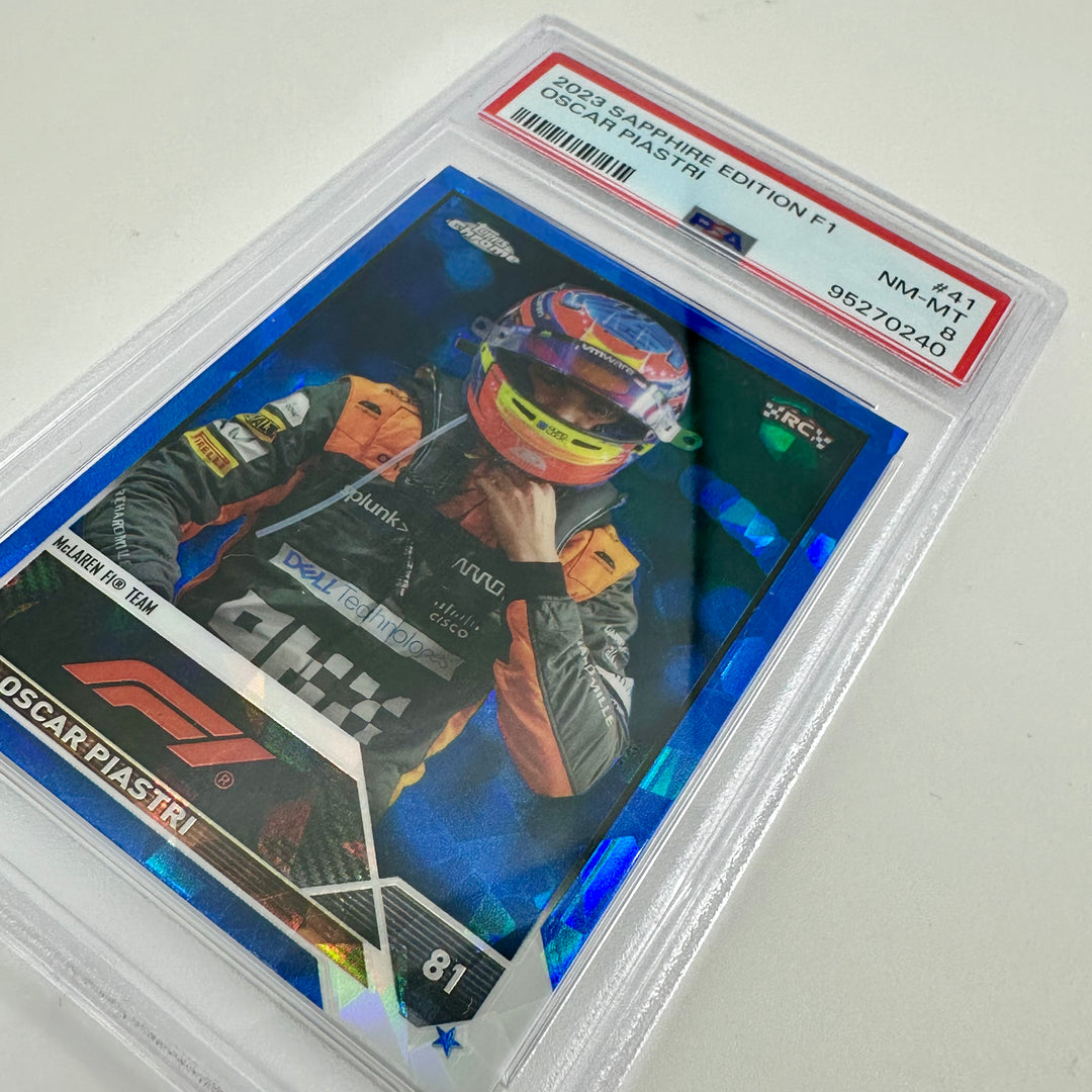 PSA 8 - Oscar Piastri #41 - Sapphire Edition - 2023 Topps Chrome F1 - Rookie Card