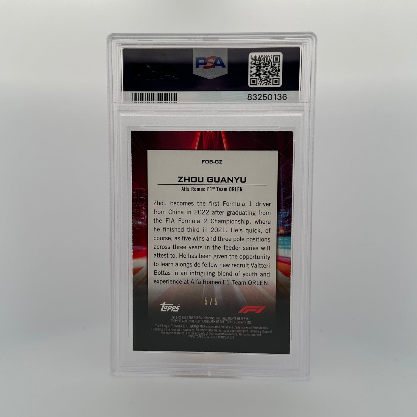 PSA 7 - 5/5 - Zhou Guanyu #FOBZG - Flash Of Brilliance - Red