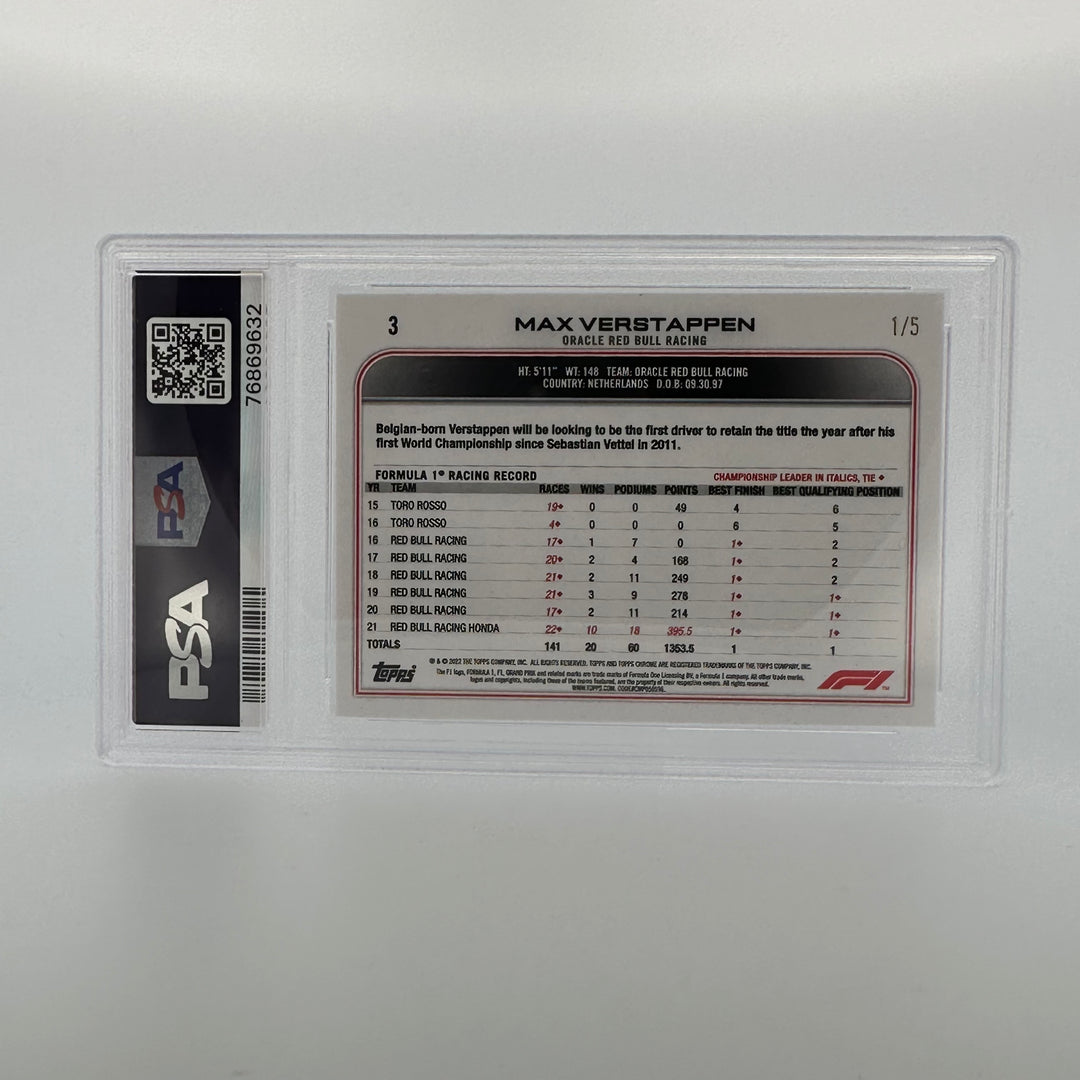 PSA 10 - 1/5 - MAX VERSTAPPEN #3 - RED RAYWAVE REFRACTOR