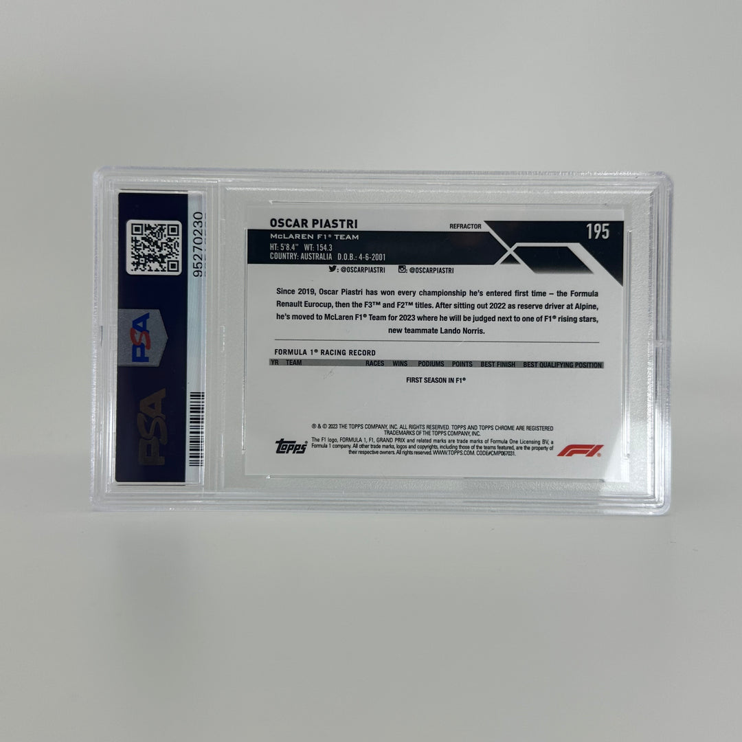 PSA 8 - Oscar Piastri #195 - Refractor - 2023 Topps Chrome F1 - Rookie Card
