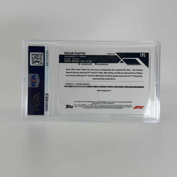 PSA 8 - Oscar Piastri #195 - Refractor - 2023 Topps Chrome F1 - Rookie Card