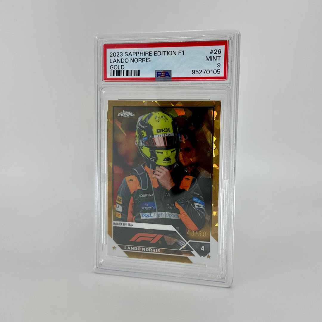 PSA 9 - 43/50 Lando Norris #26 - Gold - 2023 Topps Chrome Sapphire