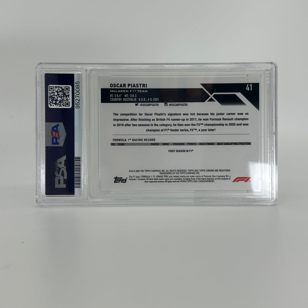 PSA 10 - 77/99 Oscar Piastri #41 - Aqua - Sapphire Edition - 2023 Topps Chrome F1 - Rookie Card