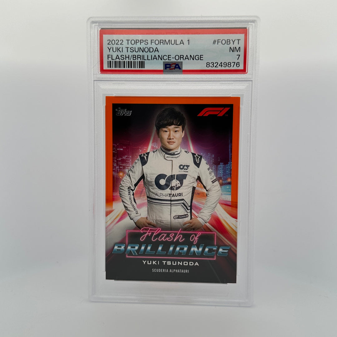 PSA 7 - 23/25 - Yuki Tsunoda #FOBYT - Flash Of Brilliance - Orange