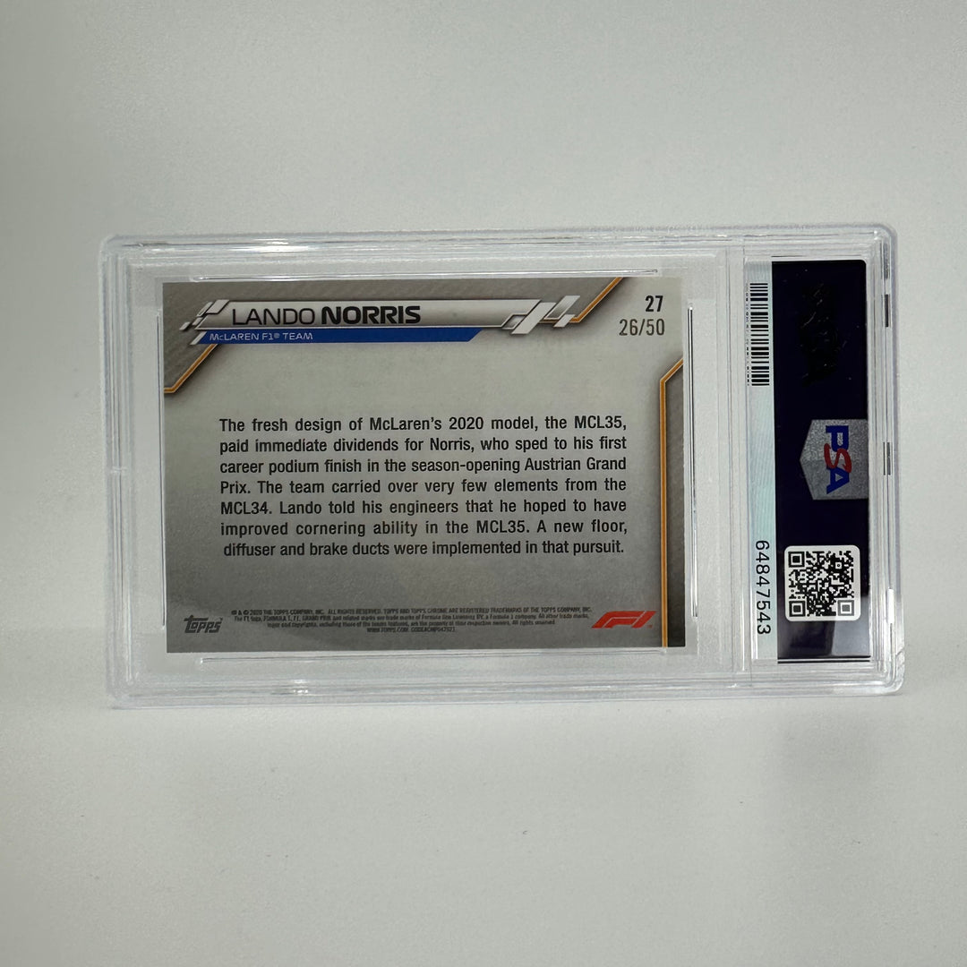 PSA 10 - 26/50 - Lando Norris #27 - Sapphire - Gold - 2020 Topps Chrome F1 - Rookie Card