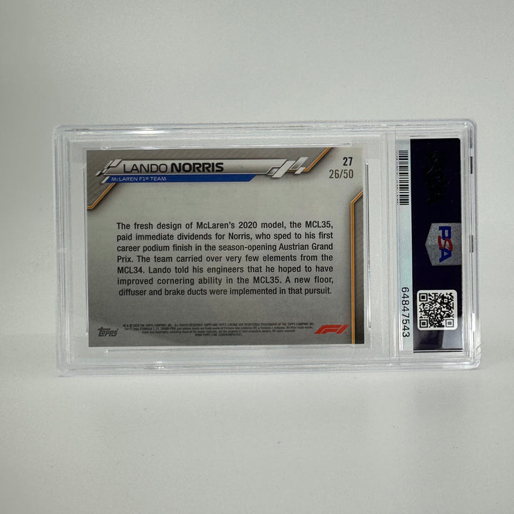 PSA 10 - 26/50 - Lando Norris #27 - Sapphire - Gold - 2020 Topps Chrome F1 - Rookie Card