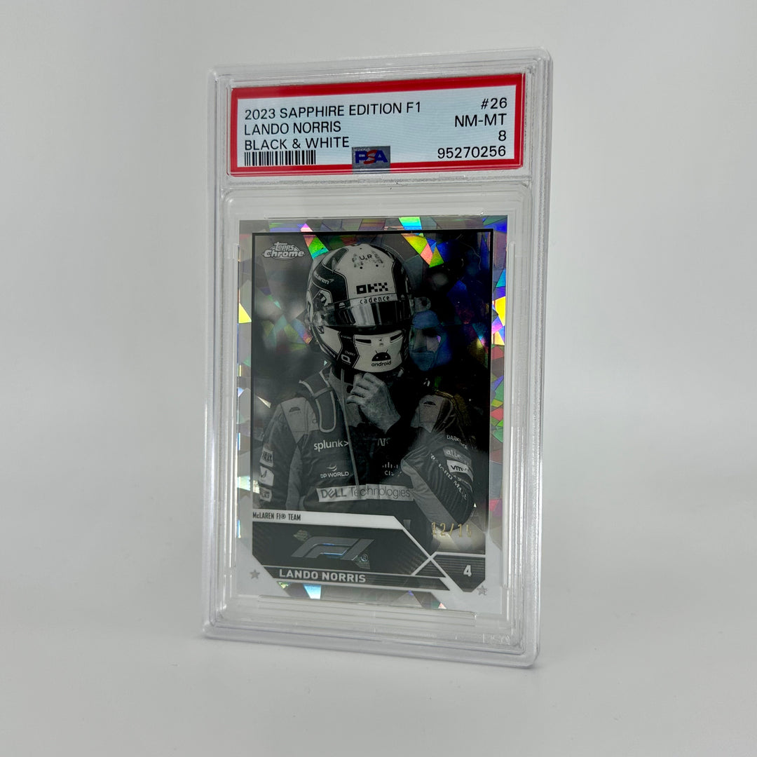 PSA 8 - 12/15 Lando Norris #26 - Black & White - 2023 Topps Chrome Sapphire