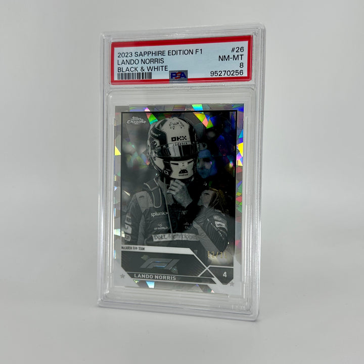 PSA 8 - 12/15 Lando Norris #26 - Black & White - 2023 Topps Chrome Sapphire